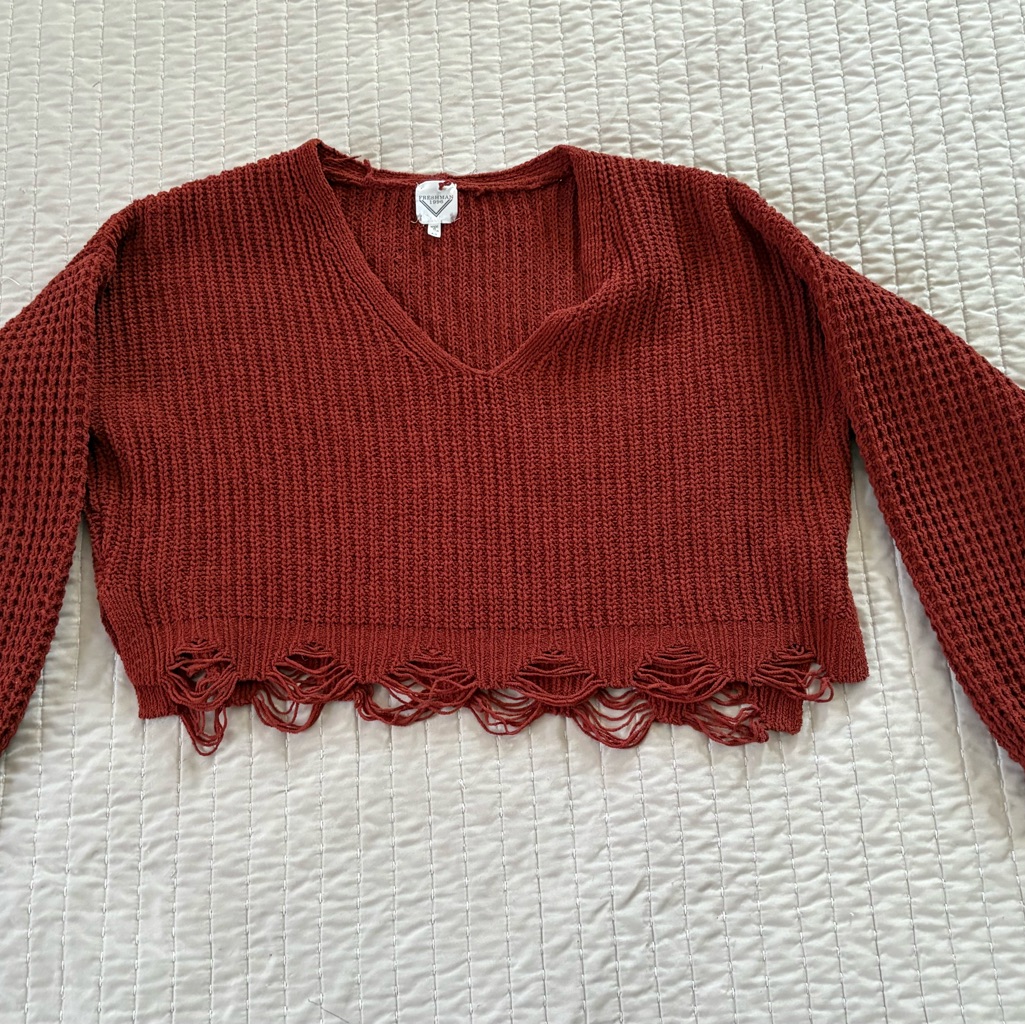 Freshman 1996 Women's Rust Cropped Sweater Cardigan